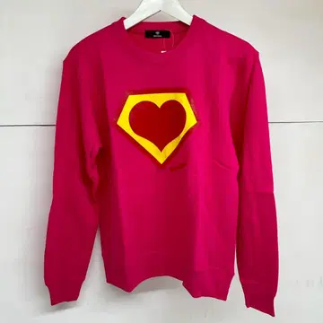 택 포함 새상품 SUPER LOVERS 하트 프린트 긴팔 맨투맨 핑크 M