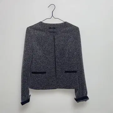 노카라 트위드 자켓 네이비 계열