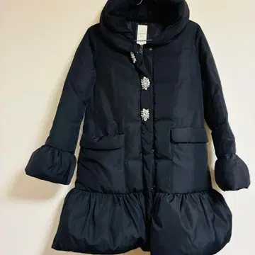 Cherry Ann 여배우 옷깃 다운 자켓 블랙 비쥬