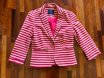 ZARA trf 컬렉션 핑크 보더 테일러드 자켓 S 사이즈
