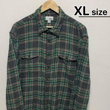 USA 구제 의류 플란넬 셔츠 XL 체크 무늬 민트 블루 그레이 소노마