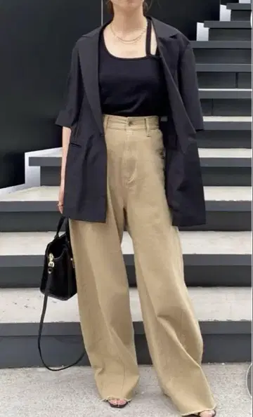 콜라주 개럴개런트 bulge denim 하이웨스트 와이드 팬츠