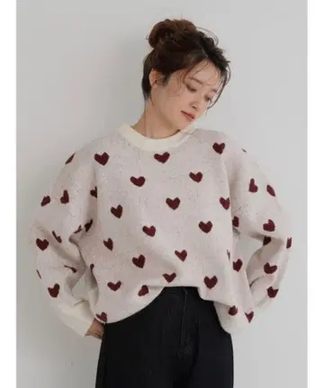 jumelle 하트 자카드 니트