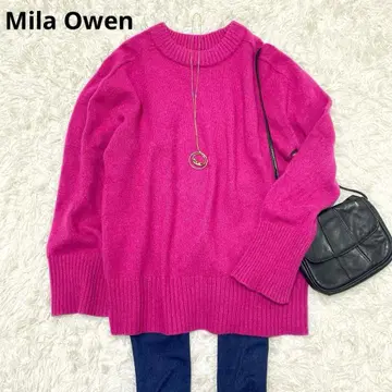Mila Owen 22AW 울 캐시미어 혼방 래글런 크루 니트 풀오버