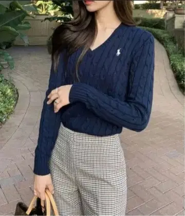 시착만 한 상품 랄프 로렌 캐시미어 혼방 V넥 니트 스웨터