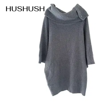HUSHUSH 7부 소매 터틀넥 니트탑 돌먼 슬리브 빅 L