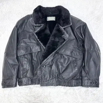 [ XL 천연 가죽 ] 벨맥시멈 봄버 자켓 더블 페이스 싸개 버튼