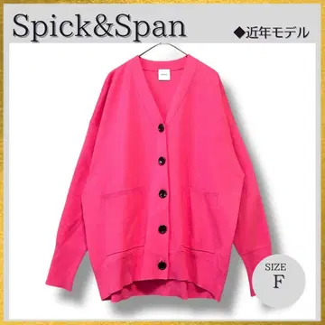 새상품급 Spick&Span 더블 자카드 가디건 코튼 핑크 F