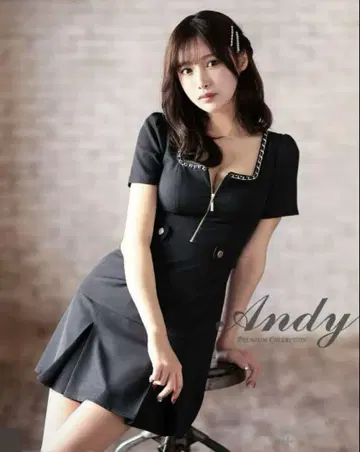 Andy 스퀘어넥 플리츠 드레스 ON2911-B-2501