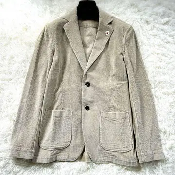 새상품급 라르디니 코듀로이 언라이닝 자켓 부토니에르 베이지