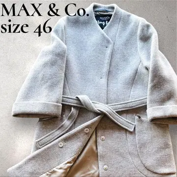 레어 46 사이즈 MAX&CO 트위드 울 코트 롱 기장 그레이지