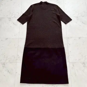 JIL SANDER 캐시미어 이소재 도킹 하이넥 니트 원피스 34