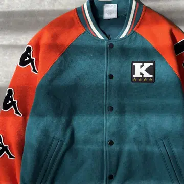 14626 Kappa 전 자수 바이컬러 바시티 자켓