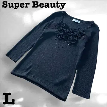 [ 당일 발송 ] 슈퍼 뷰티 플라워 모티브 라메 니트 상의 블랙 L