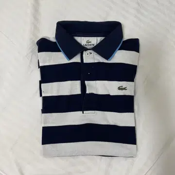 LACOSTE 스트라이프 피케 셔츠 네이비/화이트