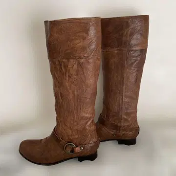 가격 인하! 새상품급! 사바사바의 브라운 롱 부츠 사이드 금장 장식 포함
