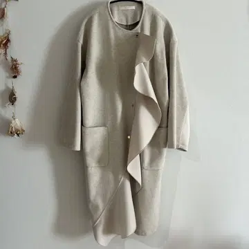 Jena 그레이 랩 디자인 롱 코트