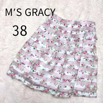 새상품급 M'S GRACY 꽃무늬 플레어 스커트 38