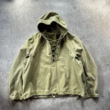 40s usnavy 레인 후드티 올리브 스텐실 U.S.N.