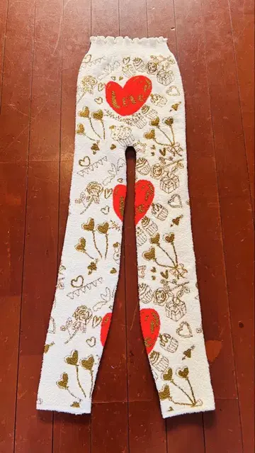 와코루 모직 빵 따뜻한 레깅스 발목 길이 하트