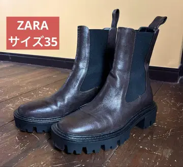[ 새상품급 ] ZARA 사이드 고어 부츠 브라운 사이즈 35