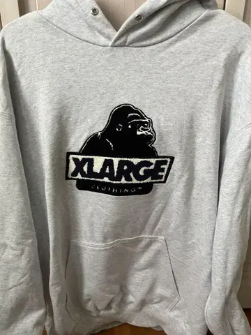 XLARGE 애쉬 그레이 후드티 고릴라 로고 자수