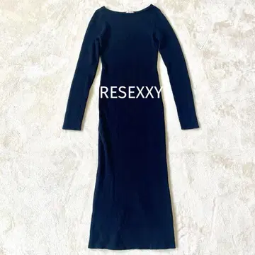 RESEXXY 리브 니트 긴팔 원피스 블랙 M