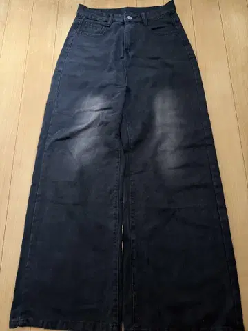 백 하트 무늬 와이드 데님 팬츠 L 사이즈