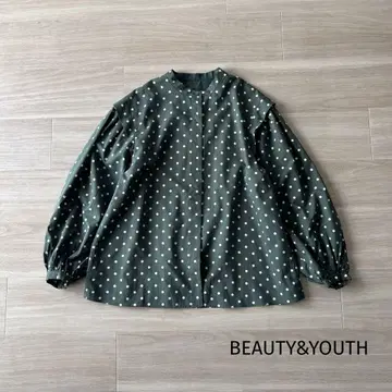 BEAUTY&YOUTH 도트 볼륨 슬리브 블라우스