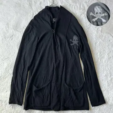 y2k 로엔 시맨틱 디자인 콜라보 스컬 가디건 블랙