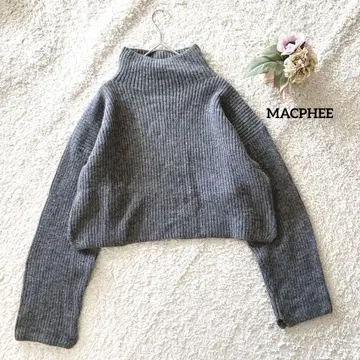맥피 MACPHEE 그레이 하이넥 크롭 스웨터 S 작음