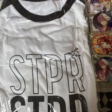 STPR 로고 화이트 T셔츠와 오리지널 클리어 카드와 배지 세트