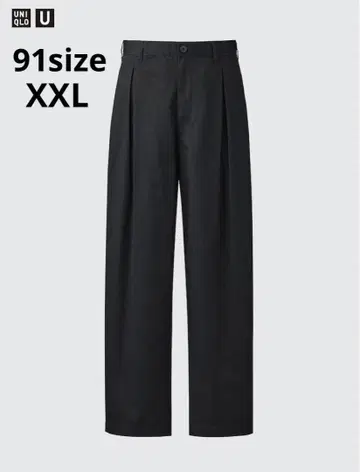 [새상품급] UNIQLOU 턱 와이드 팬츠 블랙 사이즈 91 XXL