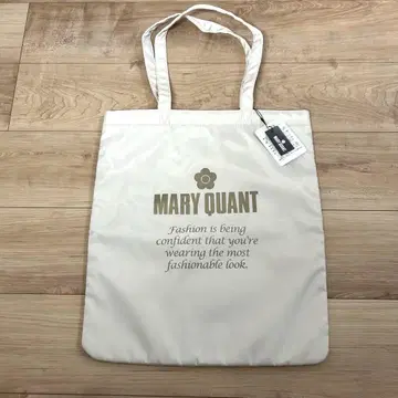 미사용 새상품! MARYQUANT 골드 로고 프린트 토트백 화이트