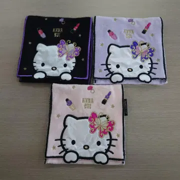 3장 세트 ANNA SUI 콜라보 헬로키티 타월 원단 손수건