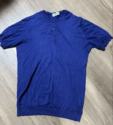 JOHN SMEDLEY 헨리넥 반팔 니트 파랑 M