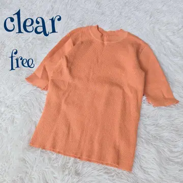 클리어 리브 모크넥 5부 소매 티셔츠 free 캐주얼 깔끔함