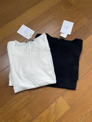 mblucas cachette 화이트 블랙 반팔 롱 튜닉 2개 세트