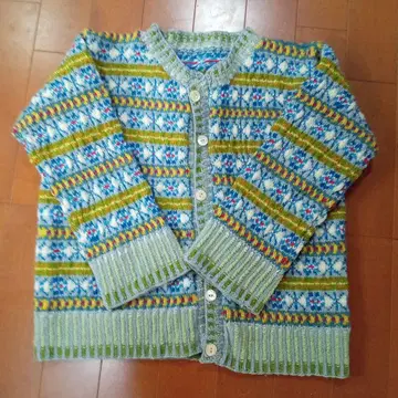 페어아일 니트 가디건 여성용 LL 핸드메이드