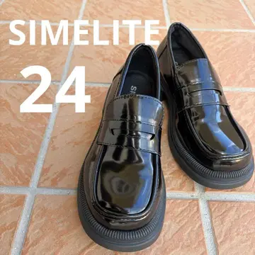 새상품급 SIMELITE [ 24cm ] 블랙 로퍼 가죽 신발