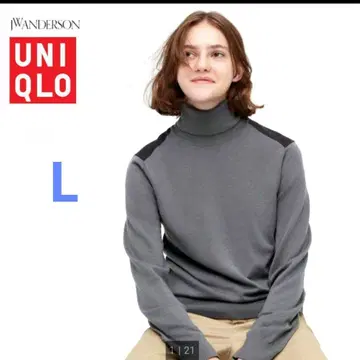 UNIQLO JW Anderson 그레이 x 블랙 터틀넥 긴팔 니트
