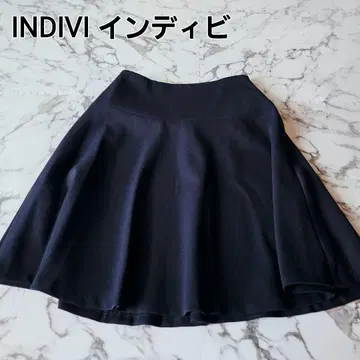 [새상품급] INDIVI 인디비 일본제 플레어 스커트 블랙 블랙 36