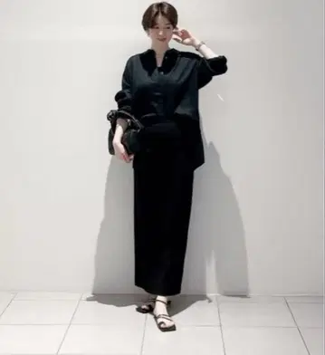 플라스테 롱 타이트 슬릿 스커트 블랙 M