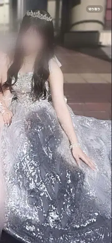 실버 비즈 자수 드레스