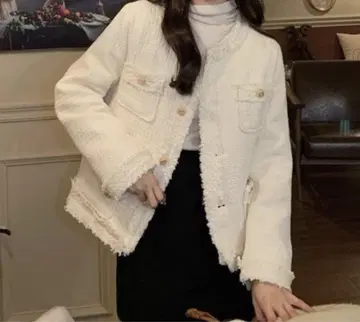 노카라 트위드 자켓 화이트