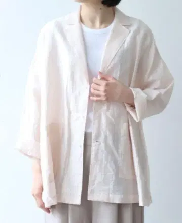 yuni 레이온 린넨 나일론 haori 자켓 핑크