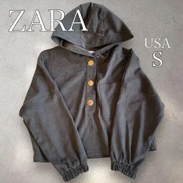 ZARA [ 새상품급 ] 그레이 스웨이드 크롭 후드티 S 사이즈 후드