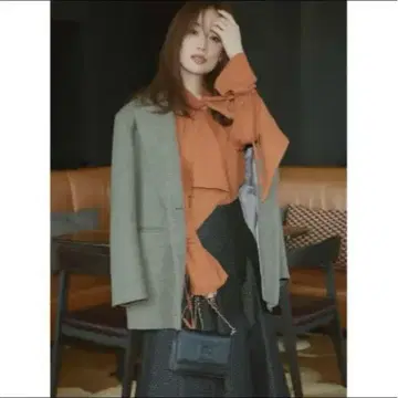 프레이 아이디 컴팩트 새틴 보타이 블라우스 ORG 오렌지