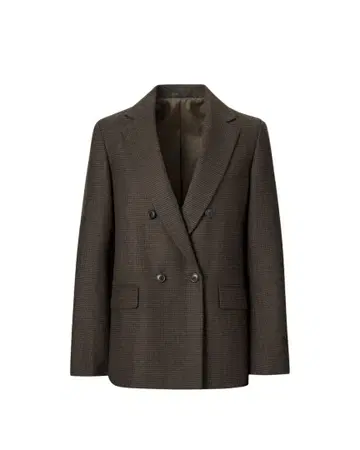UNIQLO 유니클로 더블 자켓 치도리 패턴 울 혼방 올리브 S