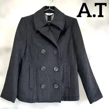 A.T. 블랙 더블 브레스트 코트 36 블랙 닻 마크